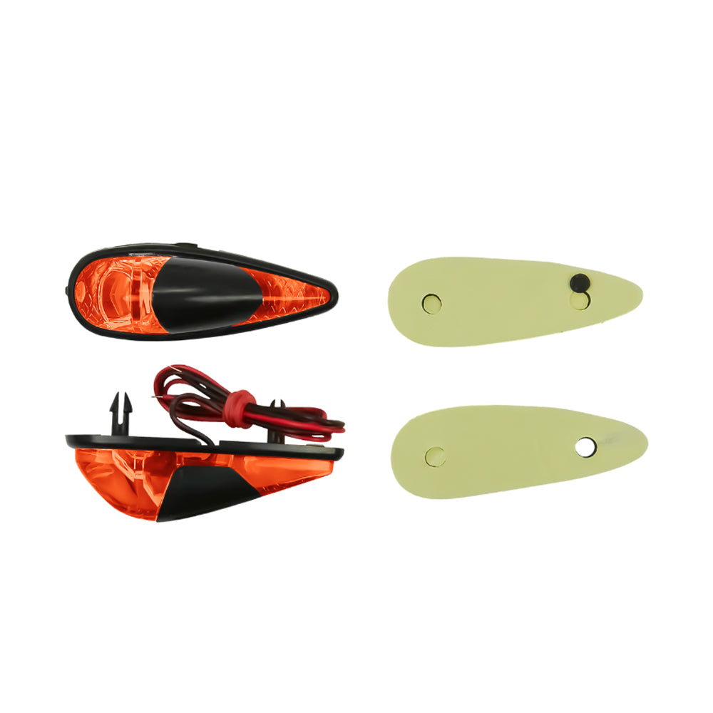 Universal Pair Micro Teardrop Flush Mount Indicators Amber Lens Black 60mm