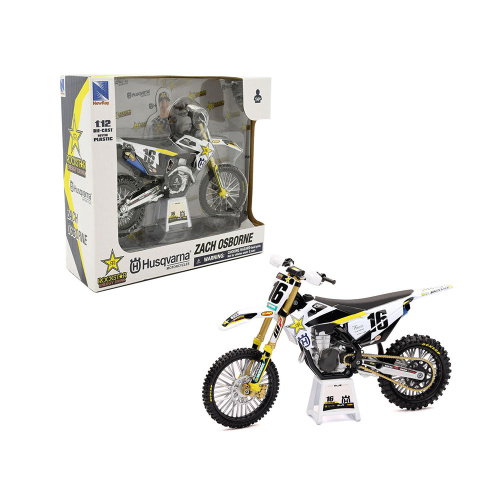 NewRay 1:12 Zach Osborne #16 Rockstar Husqvarna Racing 2020 Motorbike Model Toy