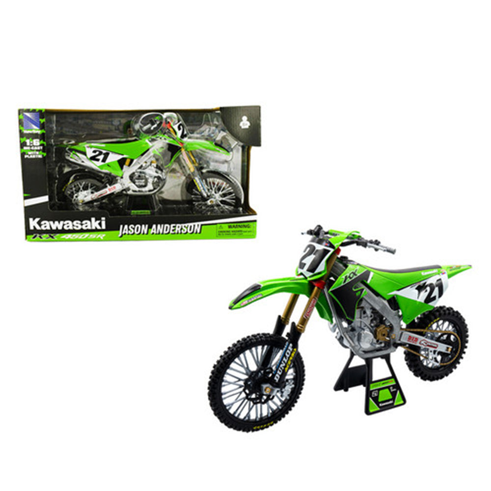 NewRay 1:6 Scale Kawasaki KX450F Racing Jason Anderson Motorcycle Toy Model