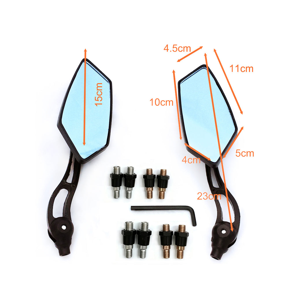 Full Aluminum Alloy Motorcycle Anti-Glare Rearview Adjustable Mirrors 8 &10mm Thread