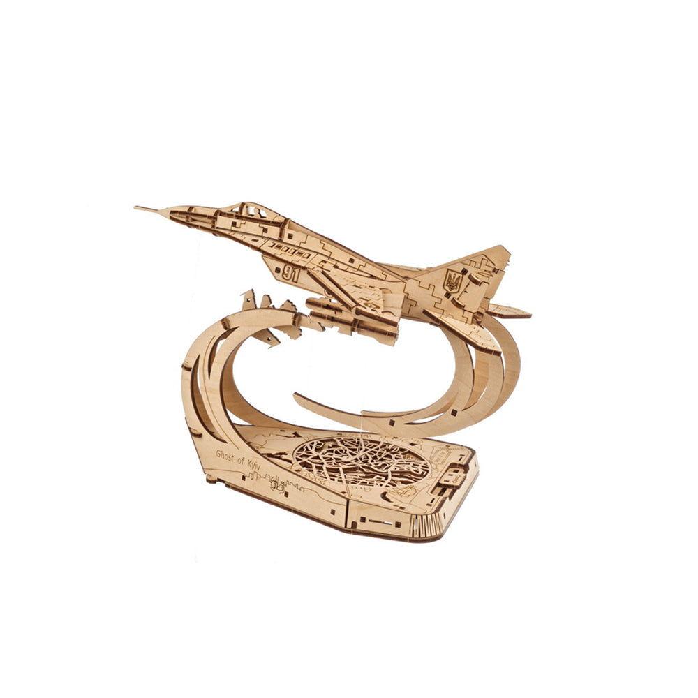 Ukraine Made Ugears The Ghost Of Kyiv Ukrainian Fighter Wooden Puzzle Model Kit