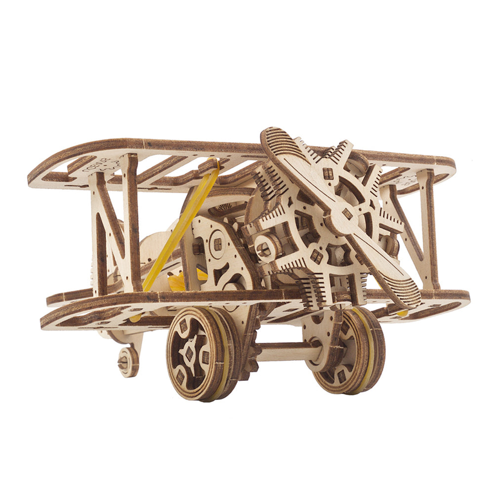 Ukraine Made Ugears Mini Biplane Wooden Mechanical 3D Model Assembly Kit