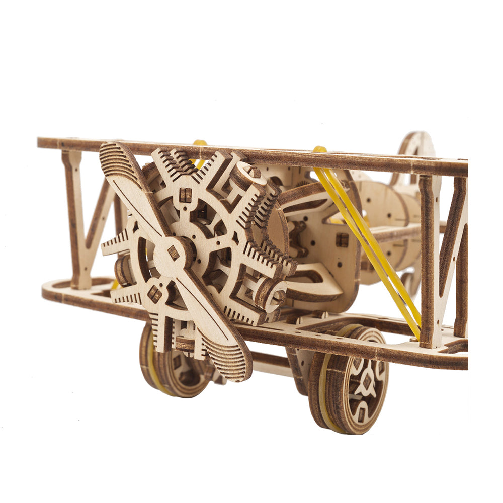 Ukraine Made Ugears Mini Biplane Wooden Mechanical 3D Model Assembly Kit