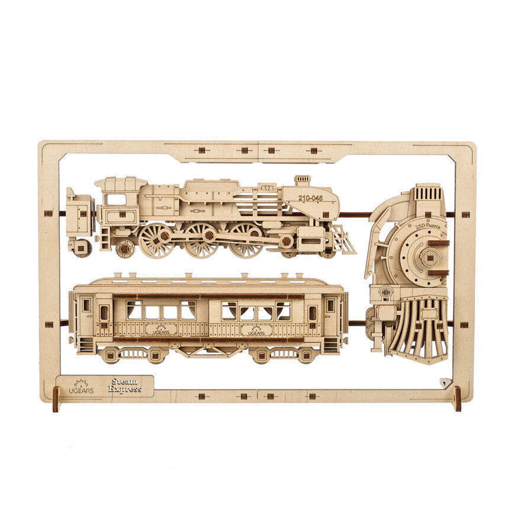 Ukraine Made Ugears Steam Express 2.5D Puzzle Wooden Mechanical 3D Model Kit