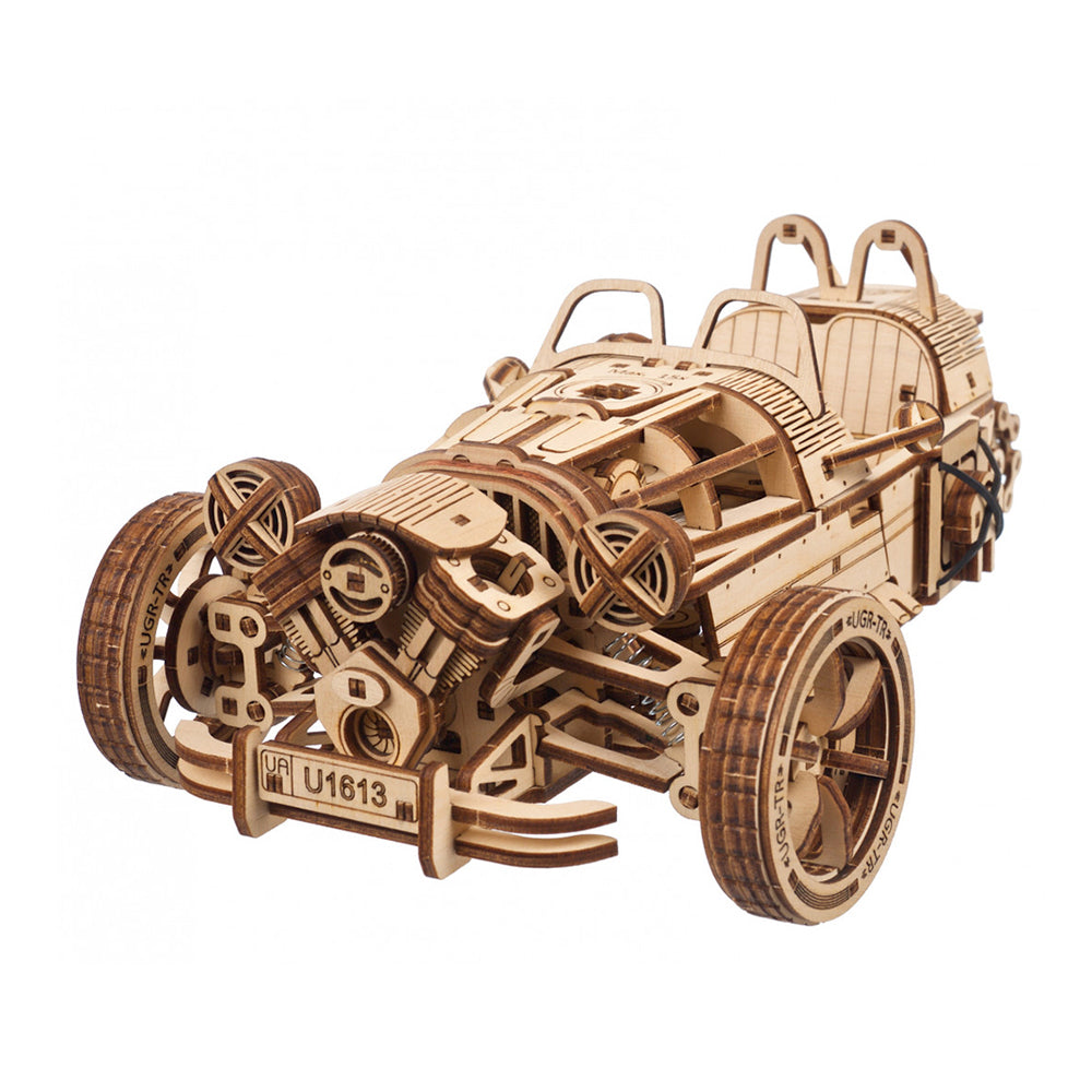 Ukraine Made Ugears Three Wheeler UGR-S Wooden Mechanical 3D Puzzle DIY Kit