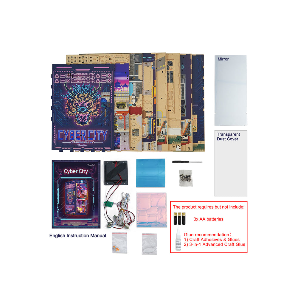 Tonecheer Cyber City Wooden 3D Puzzle DIY Dollhouse Book Nook Kit