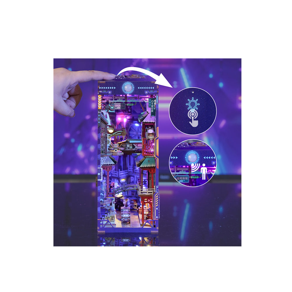 Tonecheer Cyber City Wooden 3D Puzzle DIY Dollhouse Book Nook Kit