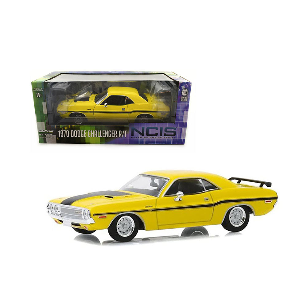 Greenlight 1:18 Scale NCIS 1970 Dodge Challenger R/T Yellow Diecast Car Model