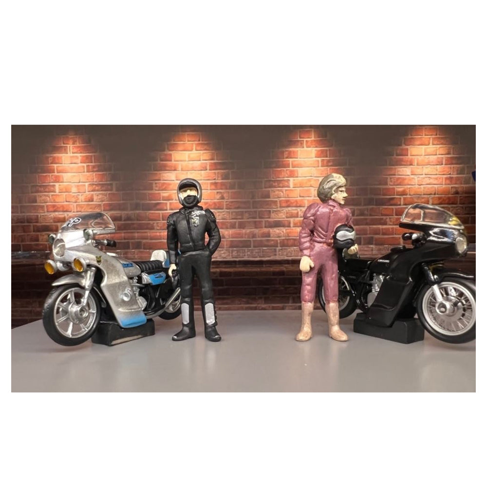 DDA 1:43 Kawasaki Motobikes Goose & Toecutter Figure Twin Set Diecast Model