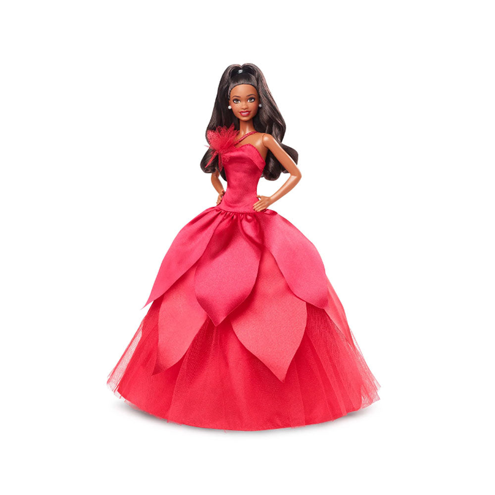 Mattel Holiday Barbie 2022 Black Long Wavy Hair Kids Toy Gift Collectible