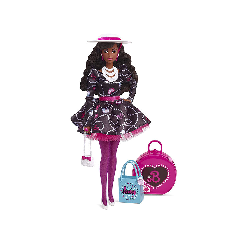 Mattel 80s Edition Rewind Barbie Girl Doll Black Curly Hair Fun Kids Toy Gift
