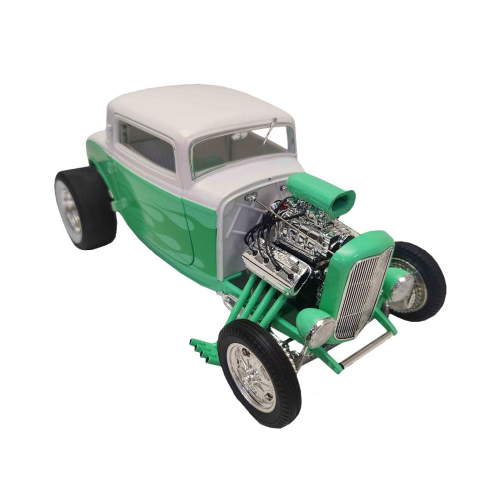 DDA 1:18 Scale 1932 Blown Ford Hot Rod 3 Window Coupe With Flames Model Toy