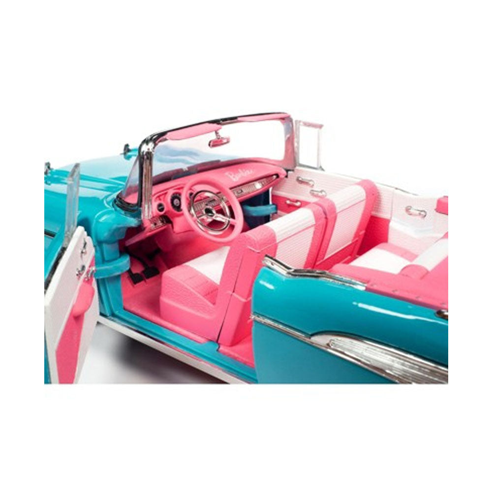 Auto World 1:18 1957 Chevy Bel Air Convertible Car Barbie Aqua Blue Pink Model