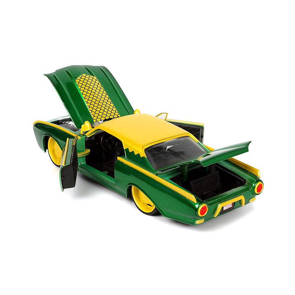 Jada Toy 1:24 Scale Loki Figure With 1963 Ford Thunderbird Diecast Car Model