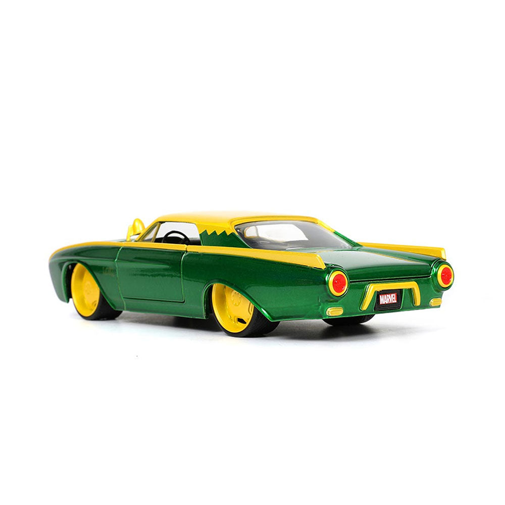 Jada Toy 1:24 Scale Loki Figure With 1963 Ford Thunderbird Diecast Car Model