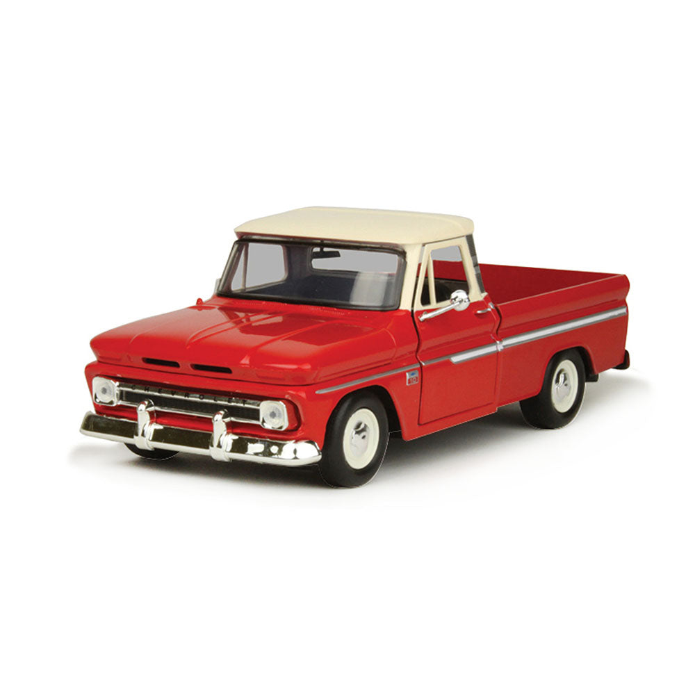 Motormax 1:24 Scale 1966 Chevy C10 Fleetside Pickup Red Yellow Diecast Model