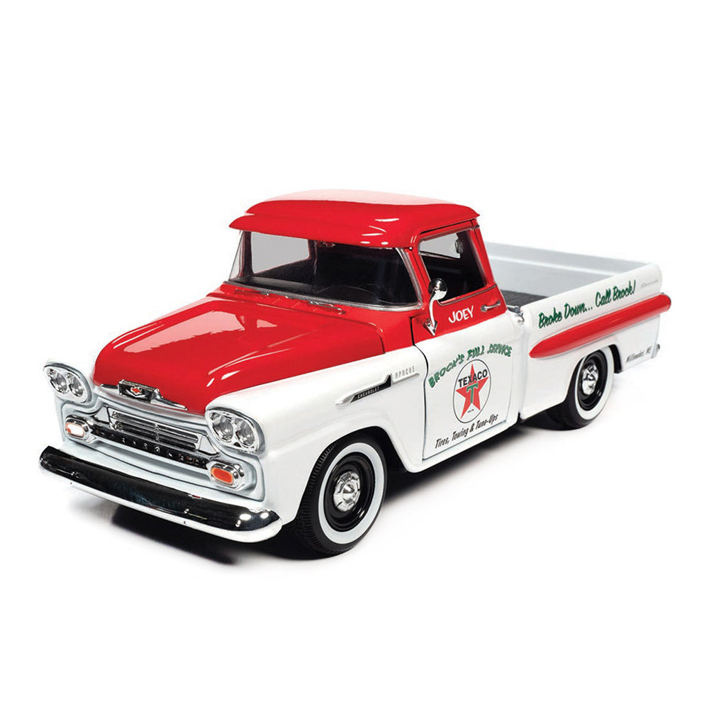 Auto World 1:24 Scale Texaco 1958 Chevy Apache Fleetside Pickup & Tires Diecast Model