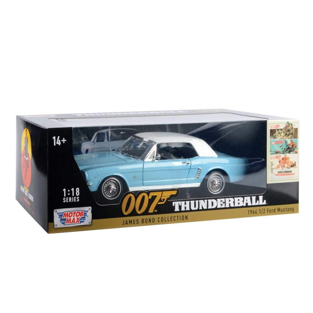 Motormax 1:18 Scale 1964 1/2 Ford Mustang Hard Top Model Car Thunderball James Bond