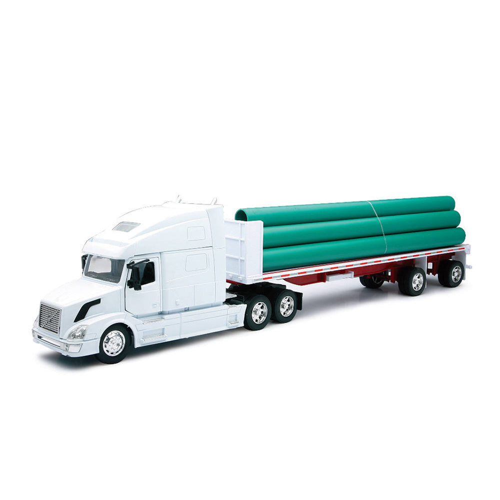 NewRay 1:32 Scale Volvo VN-780 Flatbed Trailer With Long Pipe Diecast Toy Model