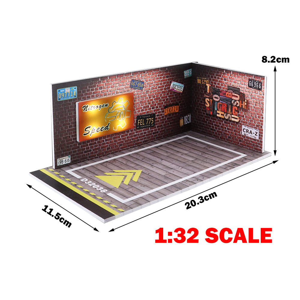 1:32 Scale PVC Car Garage Model Parking Lot Background LED Lighting Scenery Model