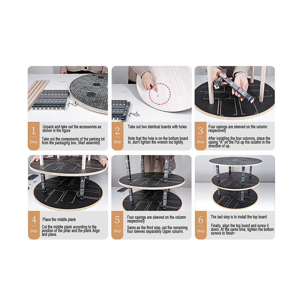 3 Layers Simulation Car Model Storage Garage Scene Medium Circular For 1:32 Car