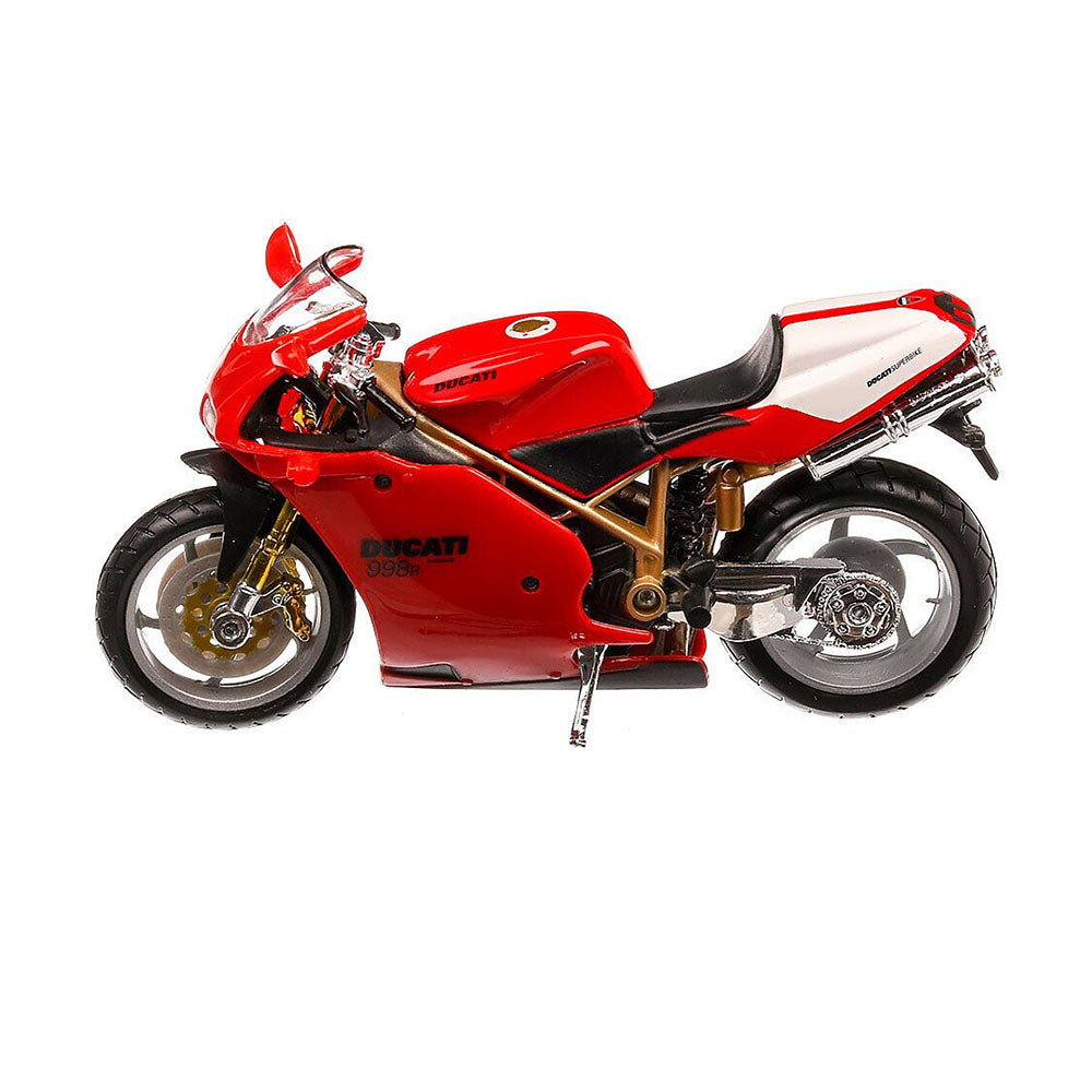 Bburago 1:18 Scale Ducati 998R Red Gold Diecast Motorcycle Model Kids Toy Collectible
