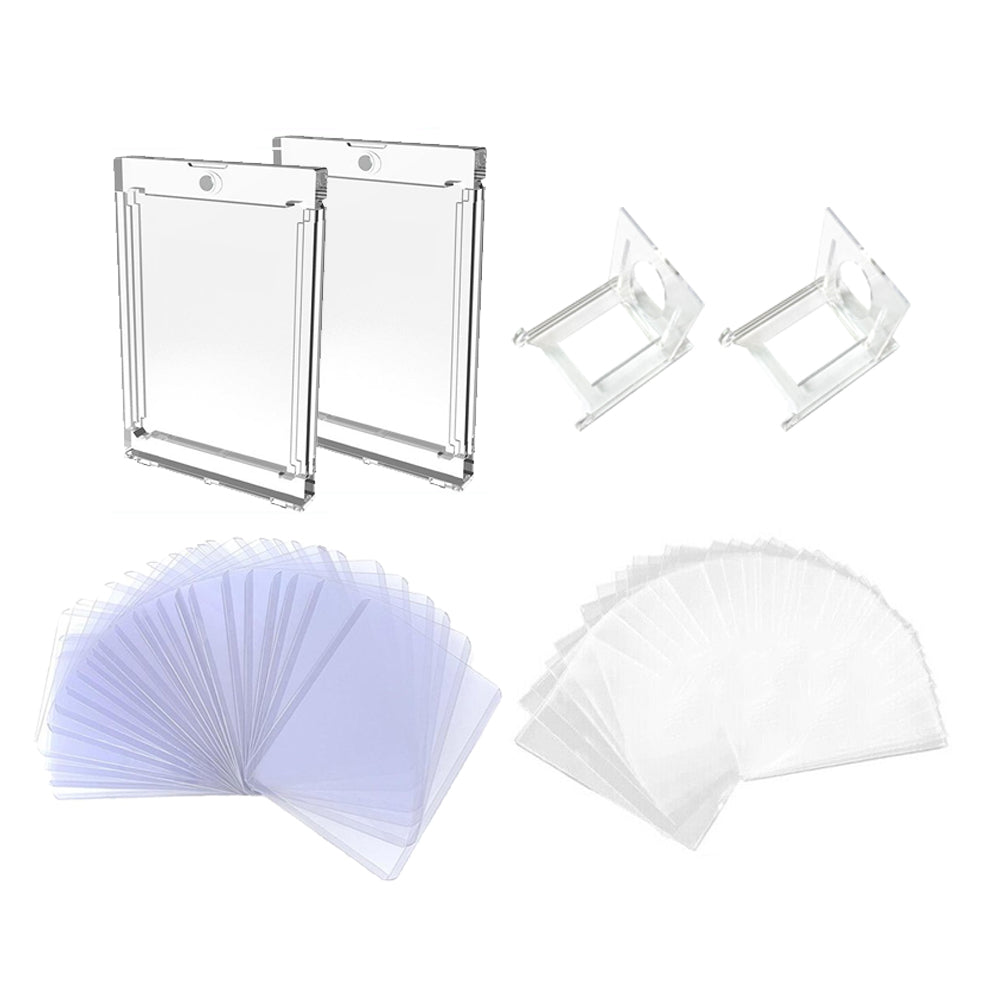 35pt Magnetic One Touch Card Holder UV Safe Crystal Clear Protectors Display Box