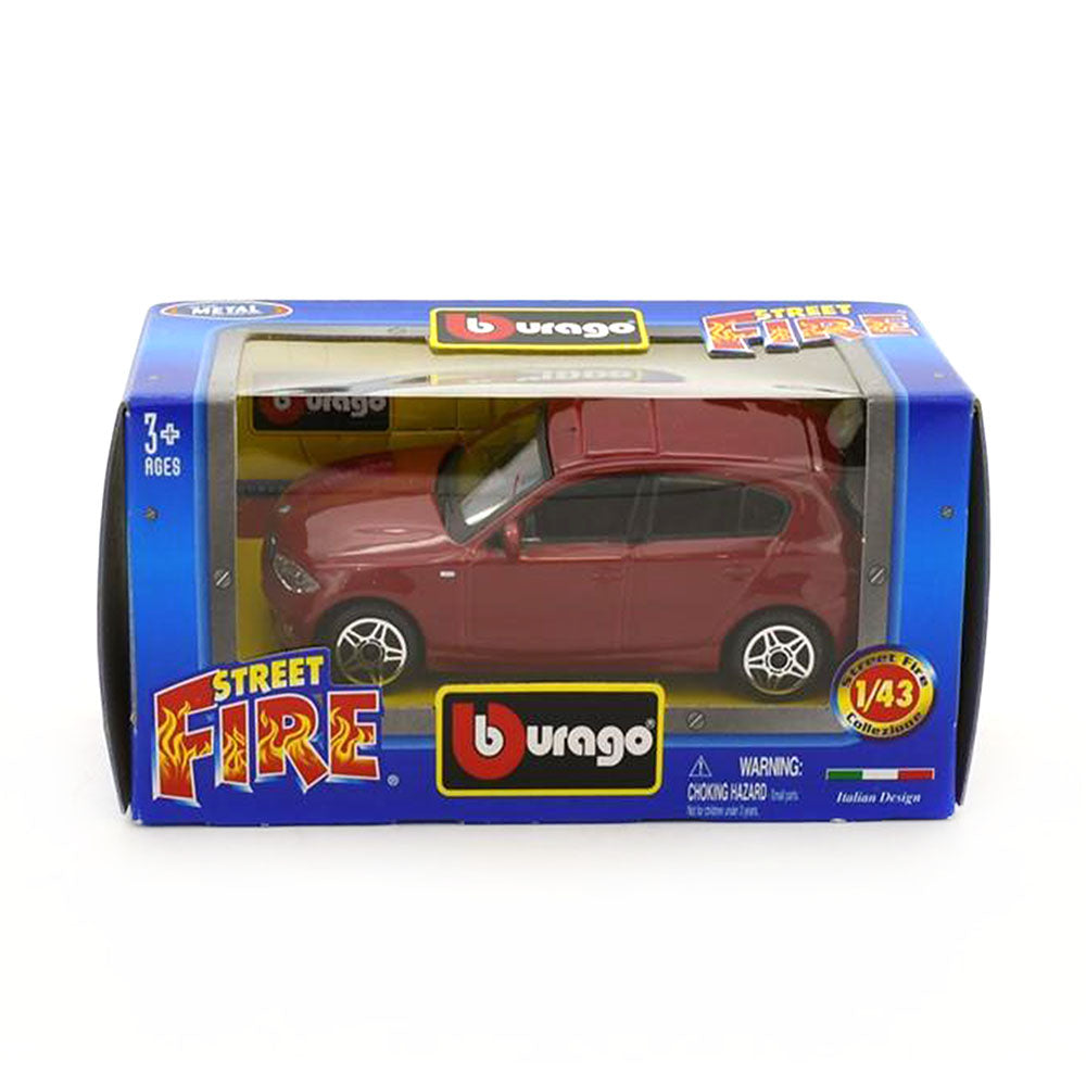 Bburago 1:43 Scale Street Fire BMW Series 1 Red Diecast Model Car Toy Replicas