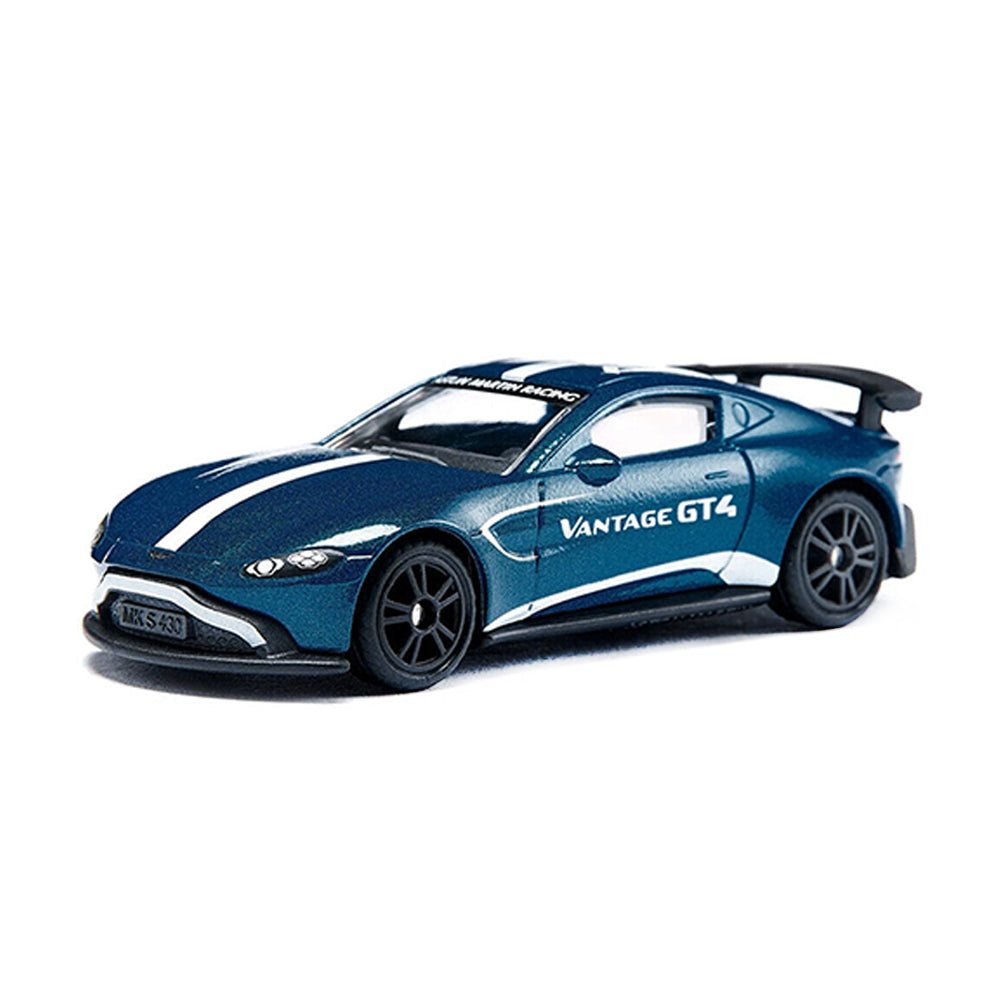 Siku Aston Martin Vantage GT4 Blue With White Stripes Diecast Vehicle Model