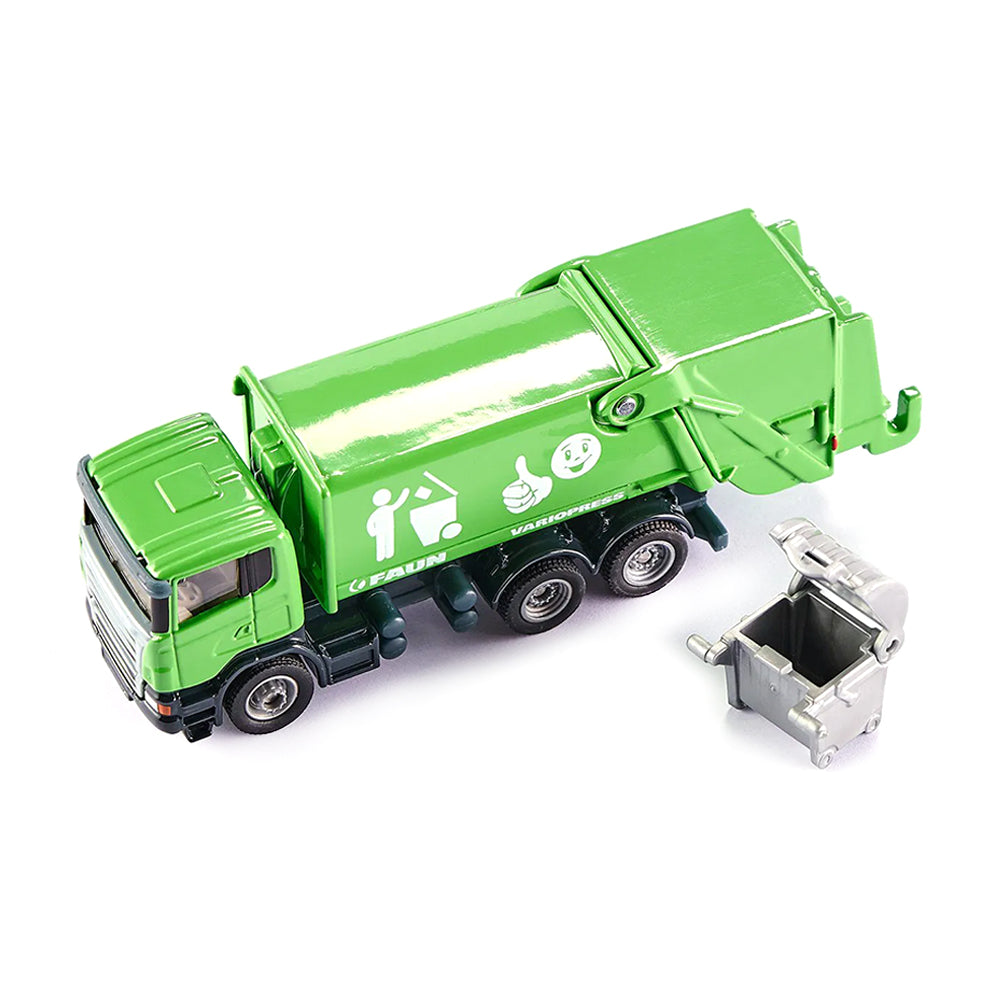 Siku 1:87 Scale Scania Faun Refuse Lorry With Wastebin Diecast Model