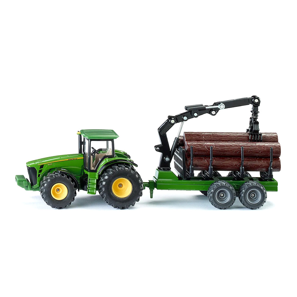 Siku 1:50 Scale John Deere With Forestry Trailer & Tree Trunks Model Vehicle