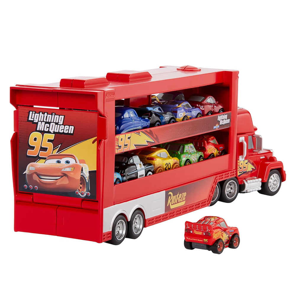 Hot Wheels Disney Pixar Cars Mack Mini Racers Transporter & 1 Mini Car Toy Model