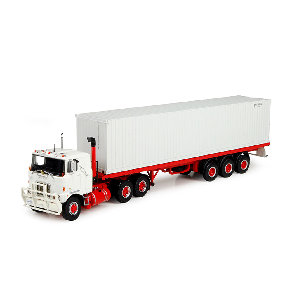 Tekno 1:50 Scale Mack F700 With 3 Axle Flat Top Trailer & 40' Container Diecast Model