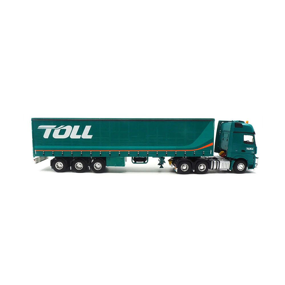 Roadragers 1:50 Scale Mercedes Benz MP04 Truck With Single Tautliner Toll Trailer Toy