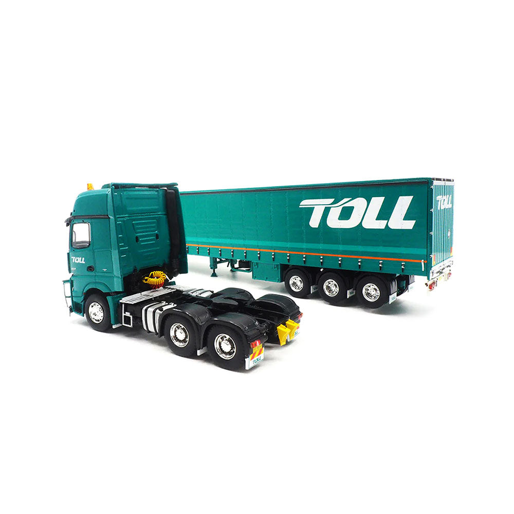Roadragers 1:50 Scale Mercedes Benz MP04 Truck With Single Tautliner Toll Trailer Toy