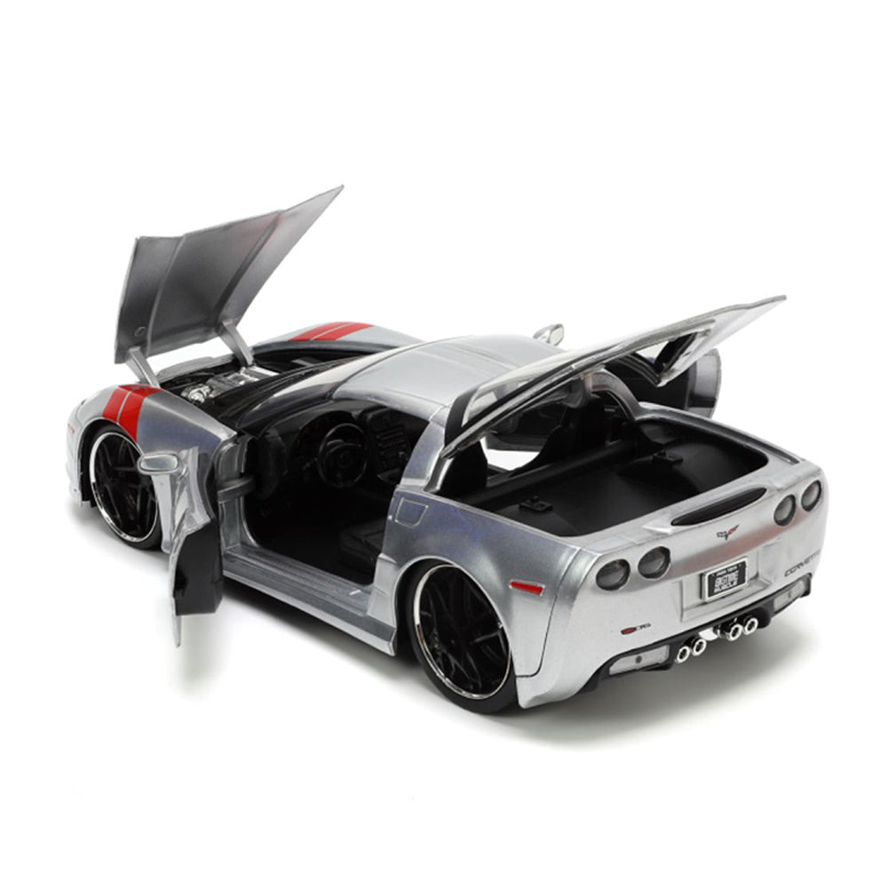 Jada 1:24 Scale Big Time Muscle 2006 Corvette Z06 Silver Diecast Car Toy Model