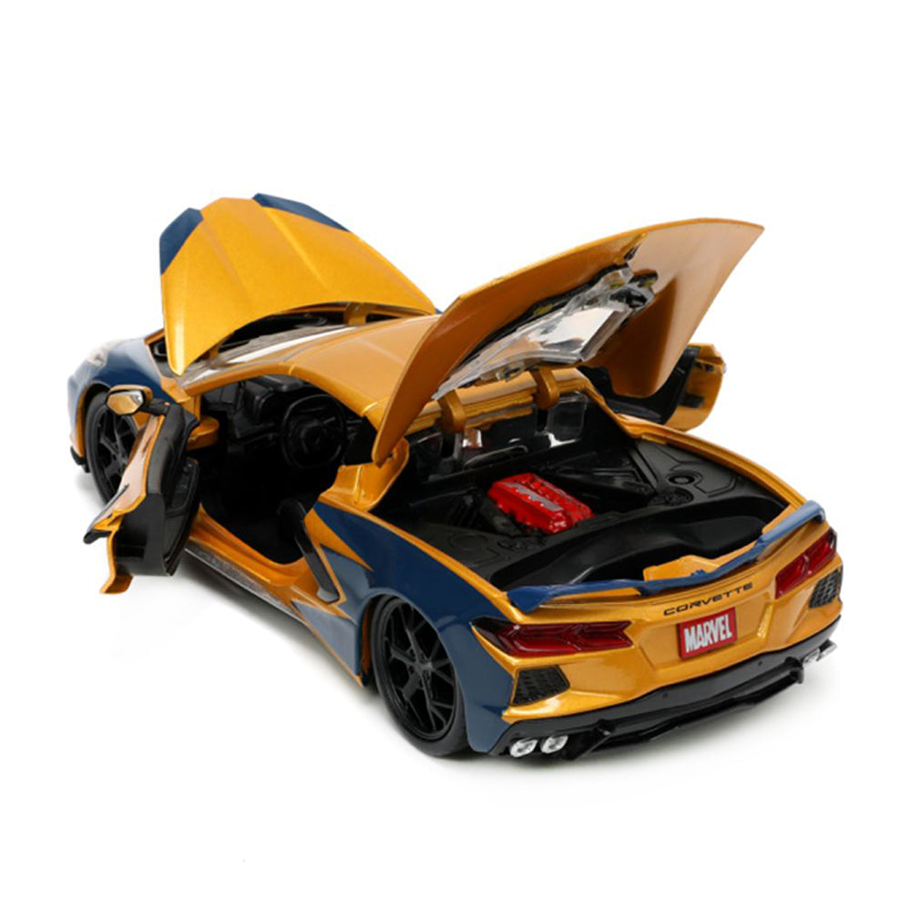 Jada 1:24 Scale Marvel X-Men Wolverine & 2020 Chevy Corvette Stingray Model