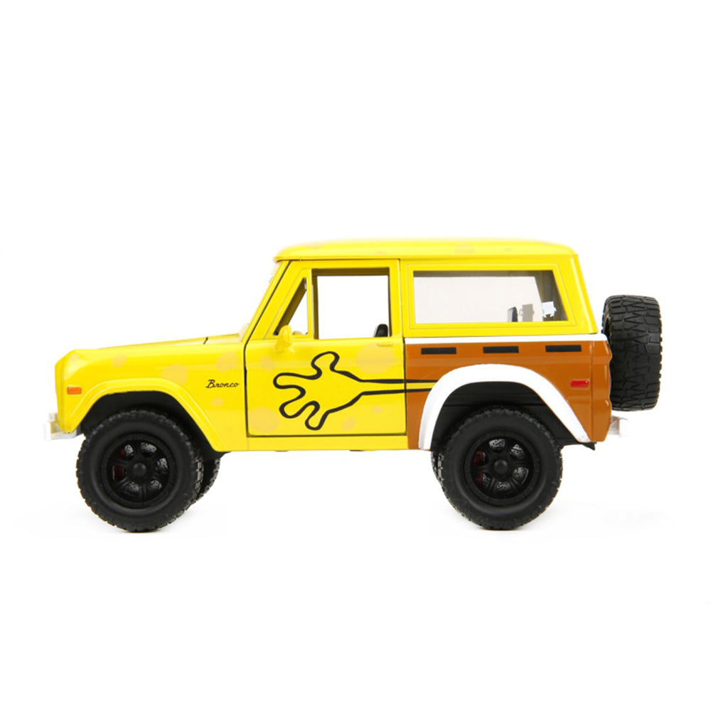 Jada 1:24 Scale 1973 Ford Bronco With Spongebob Squarepants Figure Diecast Model