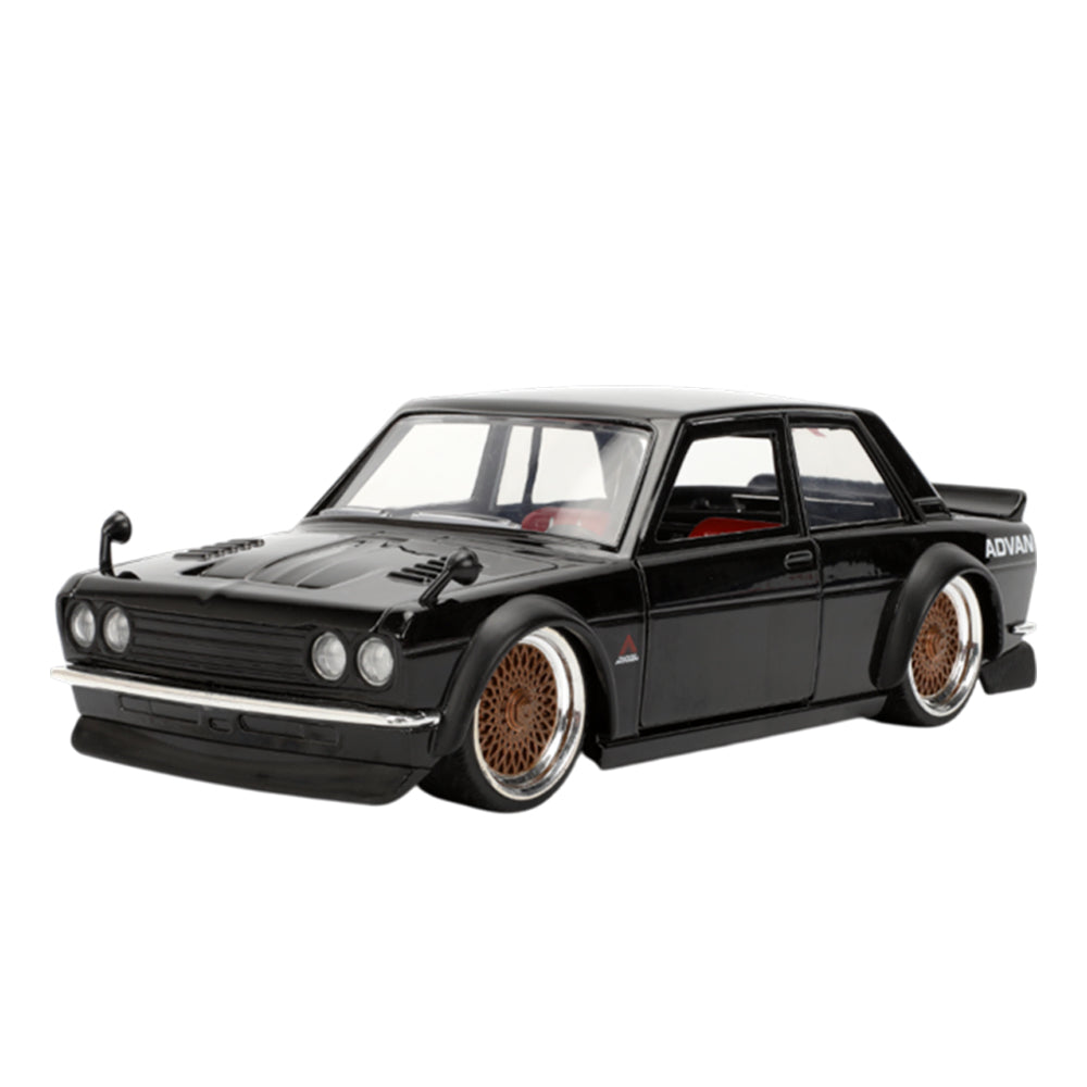 Jada 1:24 Scale JDM Tuners 1973 Datsun 510 Black With Gold Wheels Diecast Model
