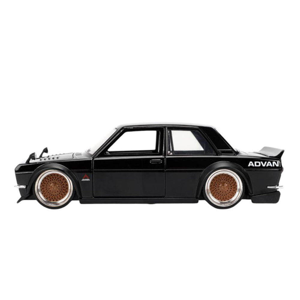 Jada 1:24 Scale JDM Tuners 1973 Datsun 510 Black With Gold Wheels Diecast Model