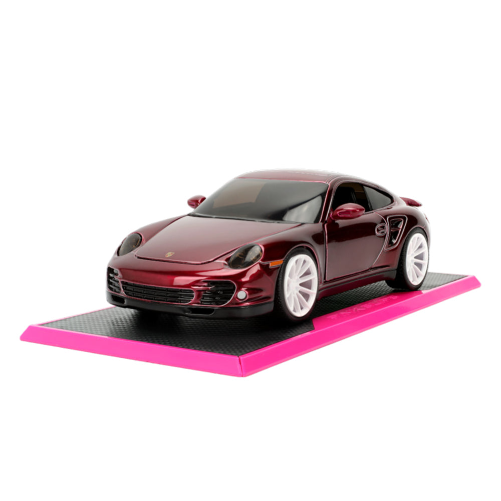 Jada 1:24 Scale Pink Slips Porsche 911 Turbo 997 Dark Red Diecast Car Model