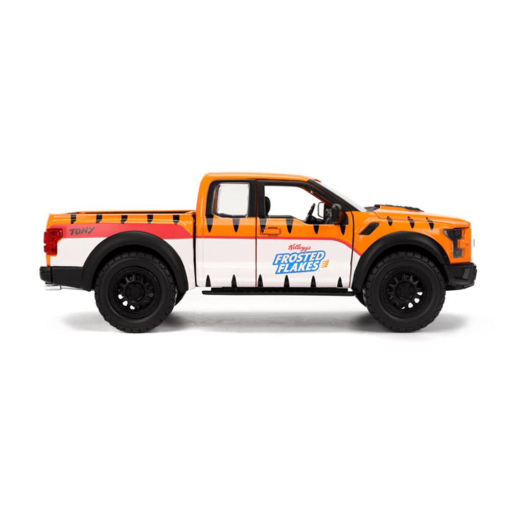Jada 1:24 Scale Kellogs 2017 Ford F-150 Raptor Pickup With Tony The Tiger Figure Model