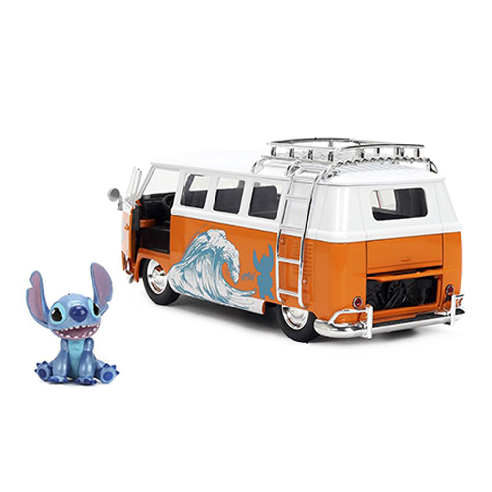 Jada 1:24 Scale Lilo & Stitch 1961 Volkswagen Bus With Stitch Figure Collectible