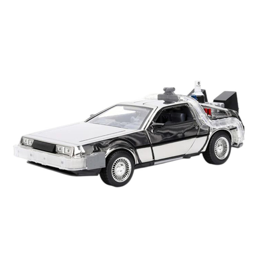 Jada 1:24 Scale Back To The Future Delorean Time Machine Chrome Diecast Car