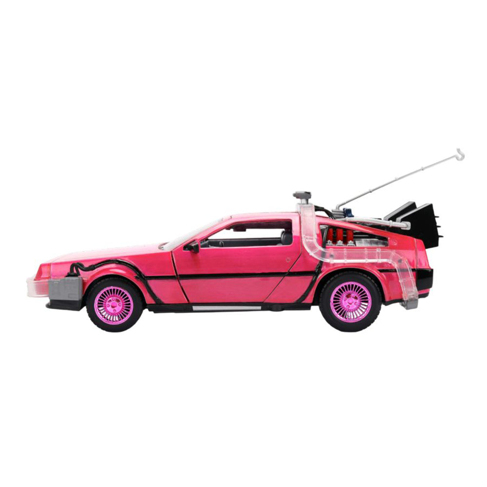Jada 1:24 Scale Pink Slips Back To The Future Delorean Time Machine Pink Vehicle
