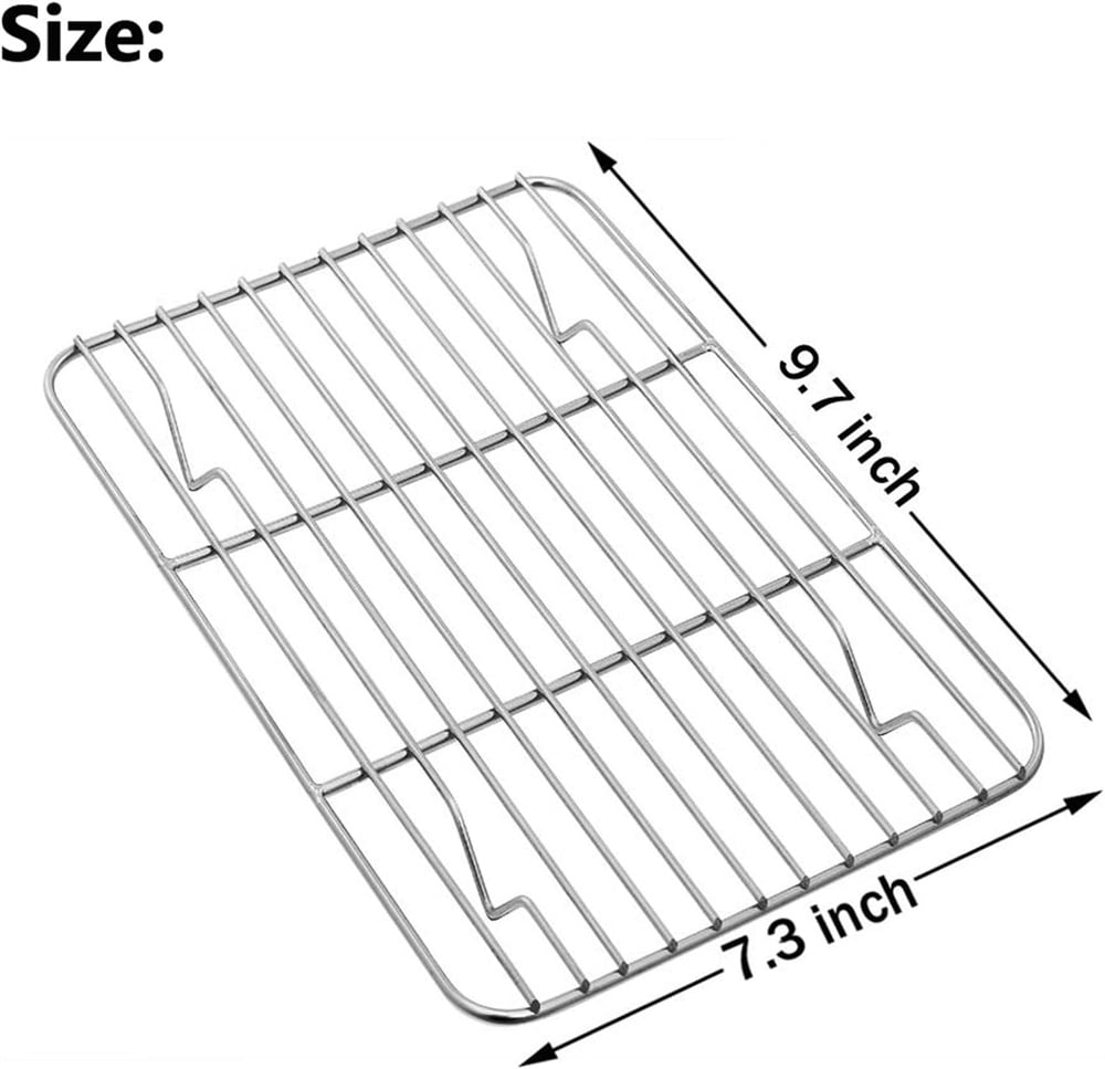 1Pack Kitchen Baking Rack,QZS Small Cooking Rack,Nonstick Wire Grill Net,Stainless Steel Roasting Grid Frame,Oven & Dishwasher Safe,for Picnic Camping Dinning and Outdoors 8"x 6 9"×7"×0.6"