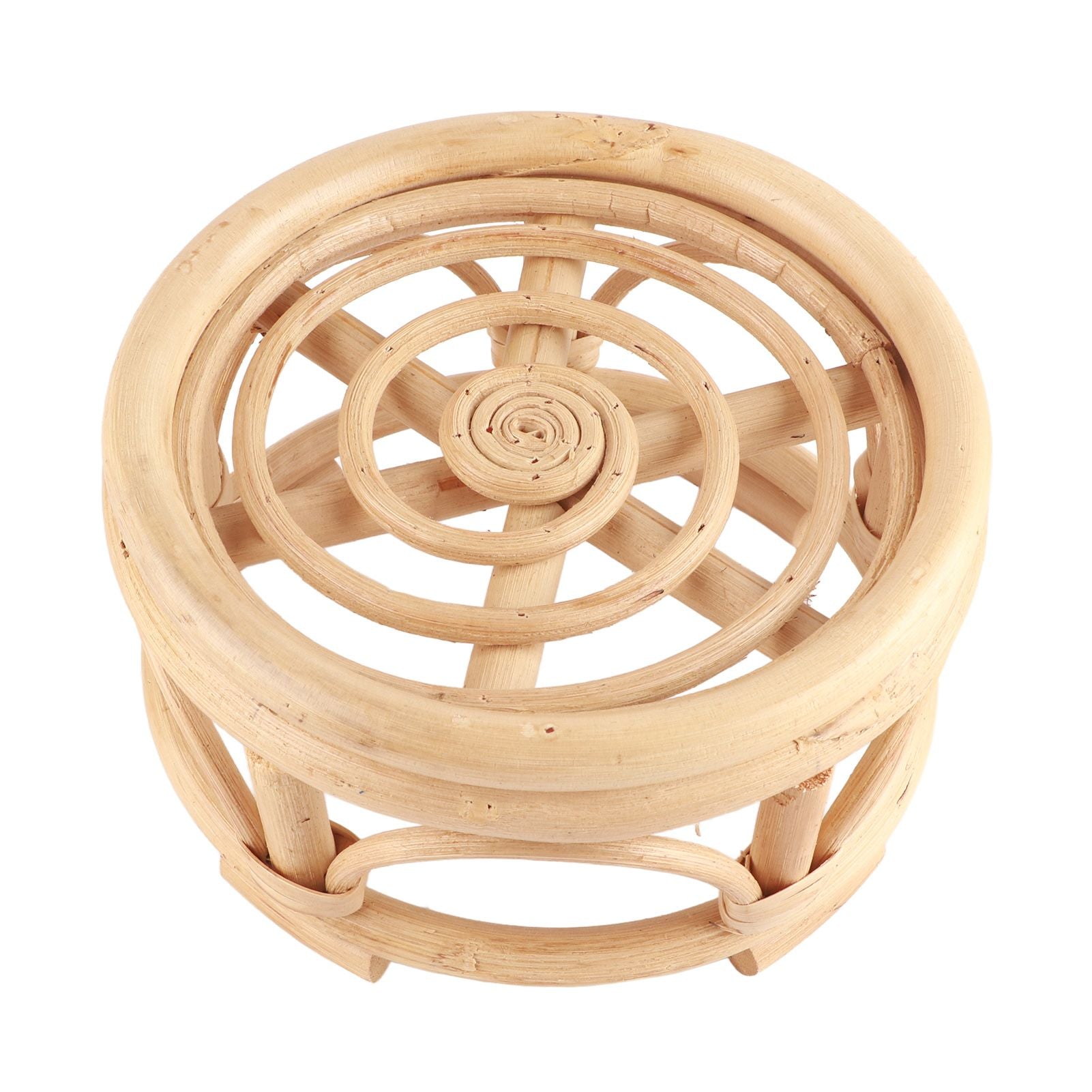 Rattan Indoor Plant Stand Round Shape Natural Plant Rack Handmade Rattan Planter Stand for Home Garden Yard Small