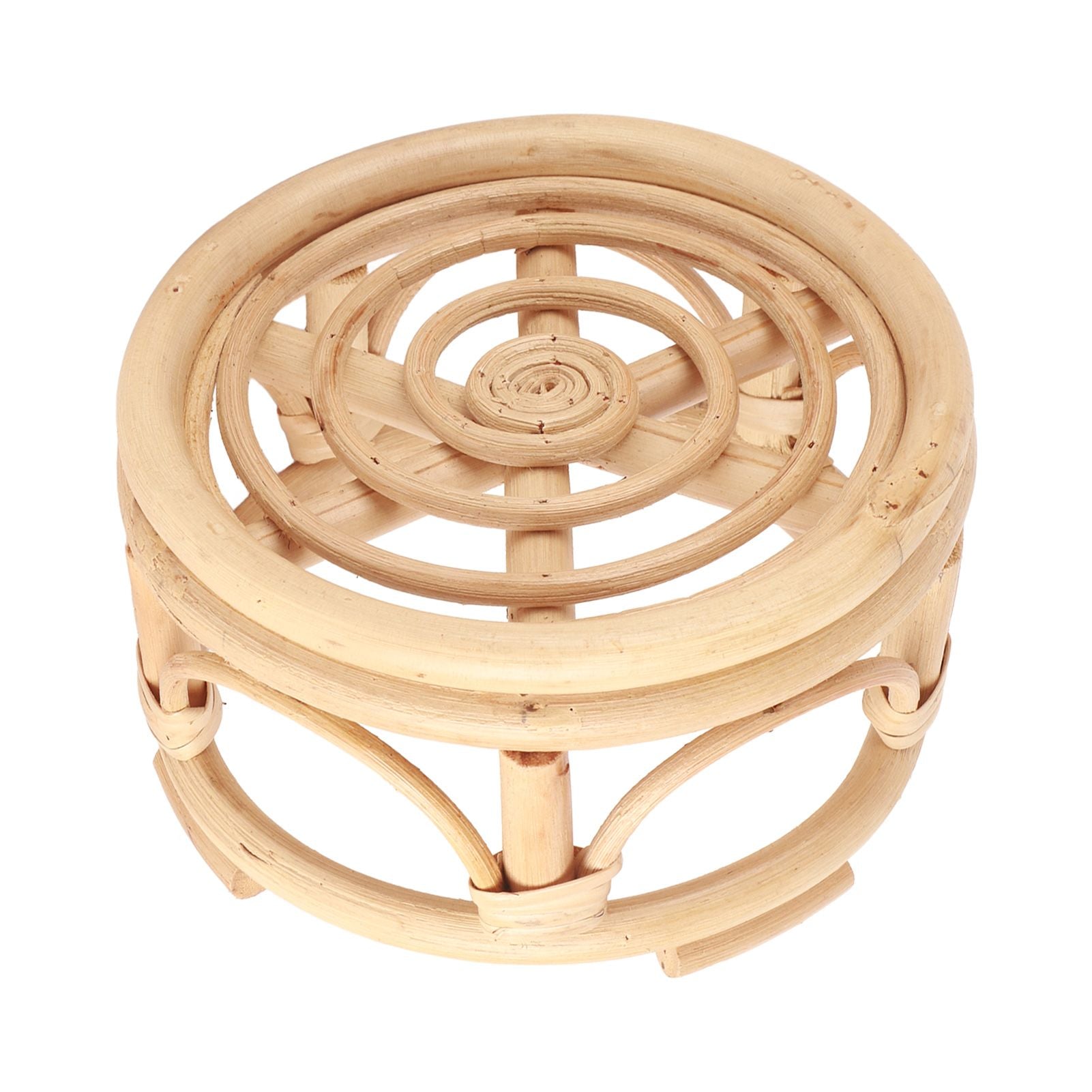 Rattan Indoor Plant Stand Round Shape Natural Plant Rack Handmade Rattan Planter Stand for Home Garden Yard Small