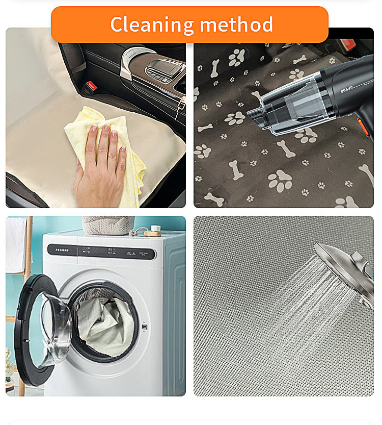 4 Pcs Black with Paw and Bone Print Waterproof Pet Car Seat Cover - Scratch-Resistant Oxford Cloth for Dogs and Cats (106 x 49 cm)