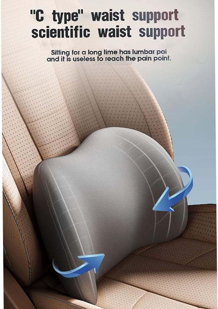 Blue Ergonomic Memory Foam Car Headrest & Lumbar Support Cushion Set - Driving Comfort Neck & Back Pillow